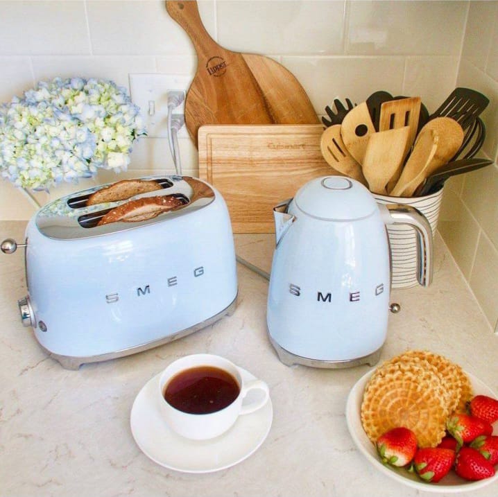 SMEG RETRO STYLE KETTLE AND TOASTER SET PASTEL BLUE
