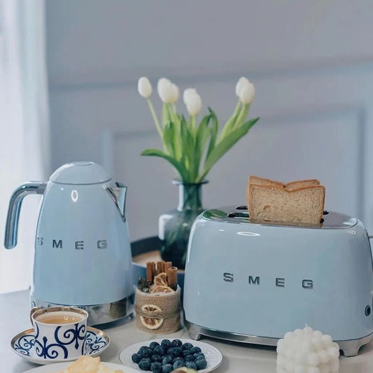 SMEG RETRO STYLE KETTLE AND TOASTER SET PASTEL BLUE